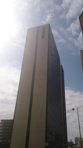 THe Mclaren building lit up with cool white LED Tape