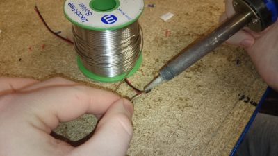 Soldering the ends of the LED tape's cables