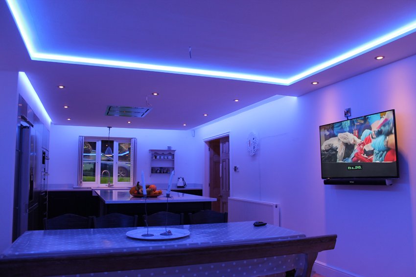 Residential Kitchen Led Lighting Project, Led Kitchen Ceiling Strip Lights Uk