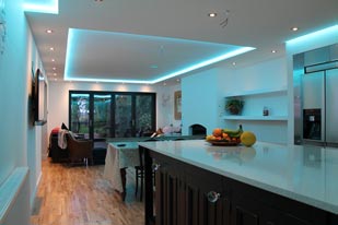 Kitchen LED tape installation with drop ceiling