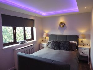 Bedroom RGBW LEDs in coffer ceiling - view 2