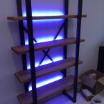 RGBW LEDs on the back-face of shelving rack - set to blue