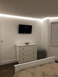 bright pure-white LEDs in bedroom coving
