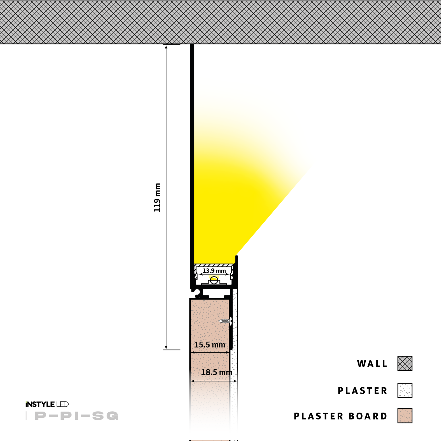 Plaster-In Shadow Gap LED Profile - Instyle LED Lighting
