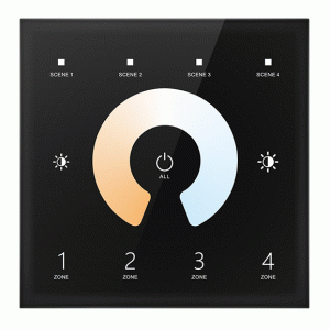 4 Zone | Wireless | DMX | CCT | Wall Plate Controller (Black)