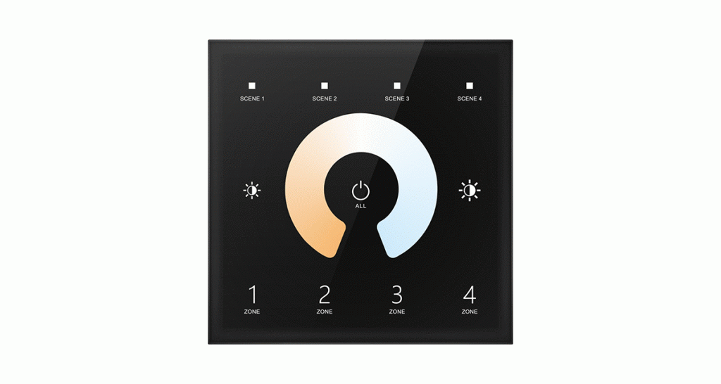 4 Zone - Wireless RF & DMX - CCT - Wall Plate Controller (Black ...