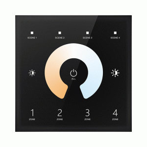 4 Zone | Wireless | DMX | CCT | Wall Plate Controller (Black)