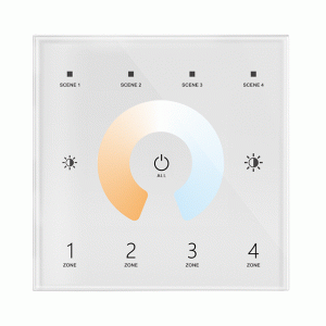 4 Zone | Wireless | DMX | CCT | Wall Plate Controller (White)