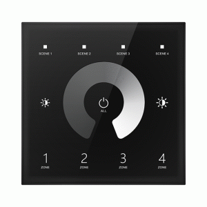 4 Zone | Wireless | DMX | Single Colour | Wall Plate Controller (Black)