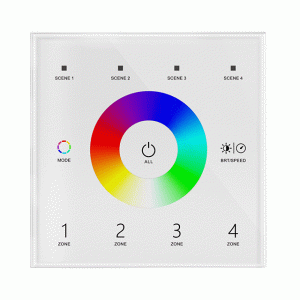 4 Zone | Wireless | DMX | RGB/W | Wall Plate Controller (White)