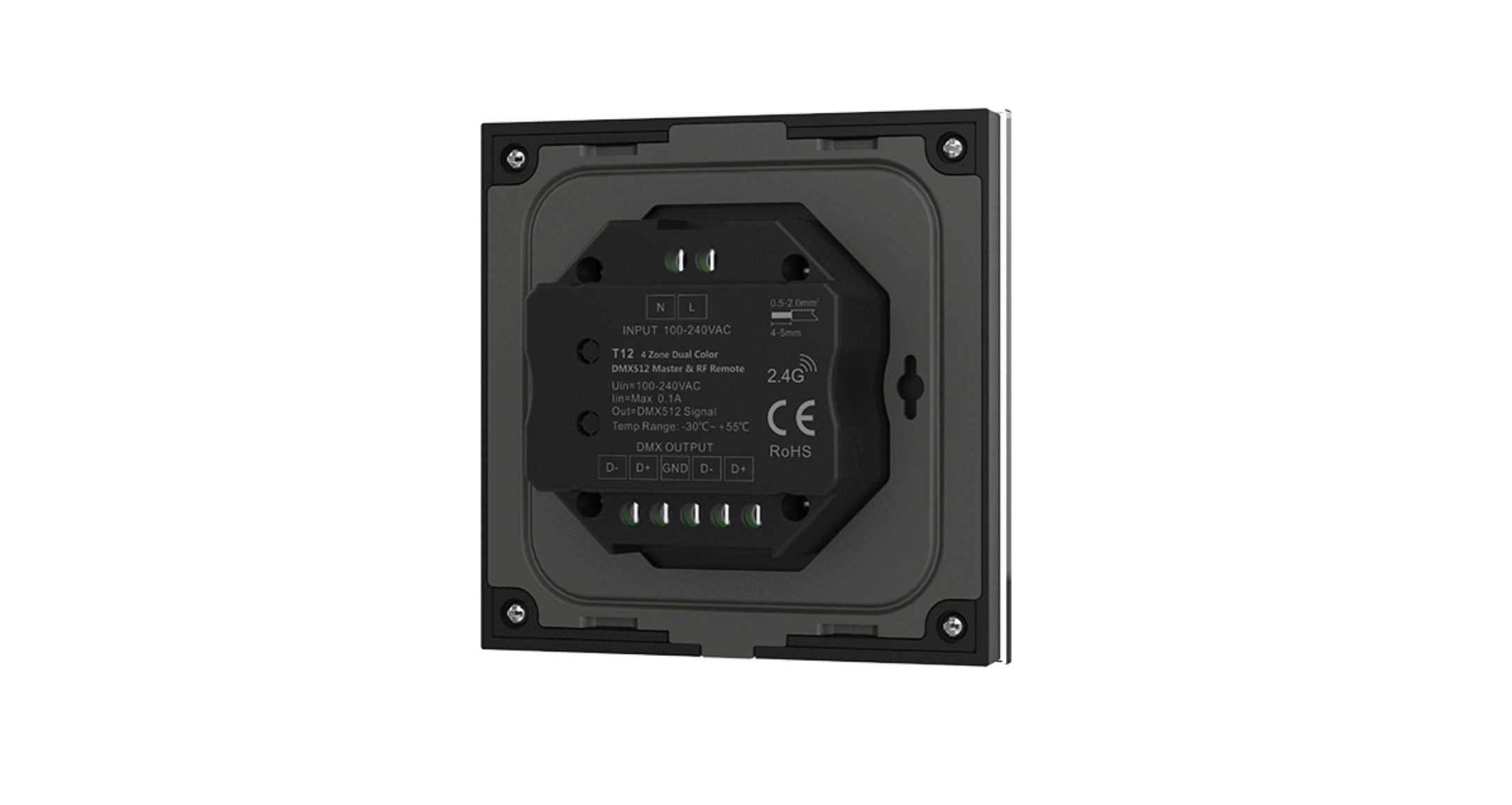 4 Zone | Wireless | DMX | CCT | Wall Plate Controller (Black) - Image 2
