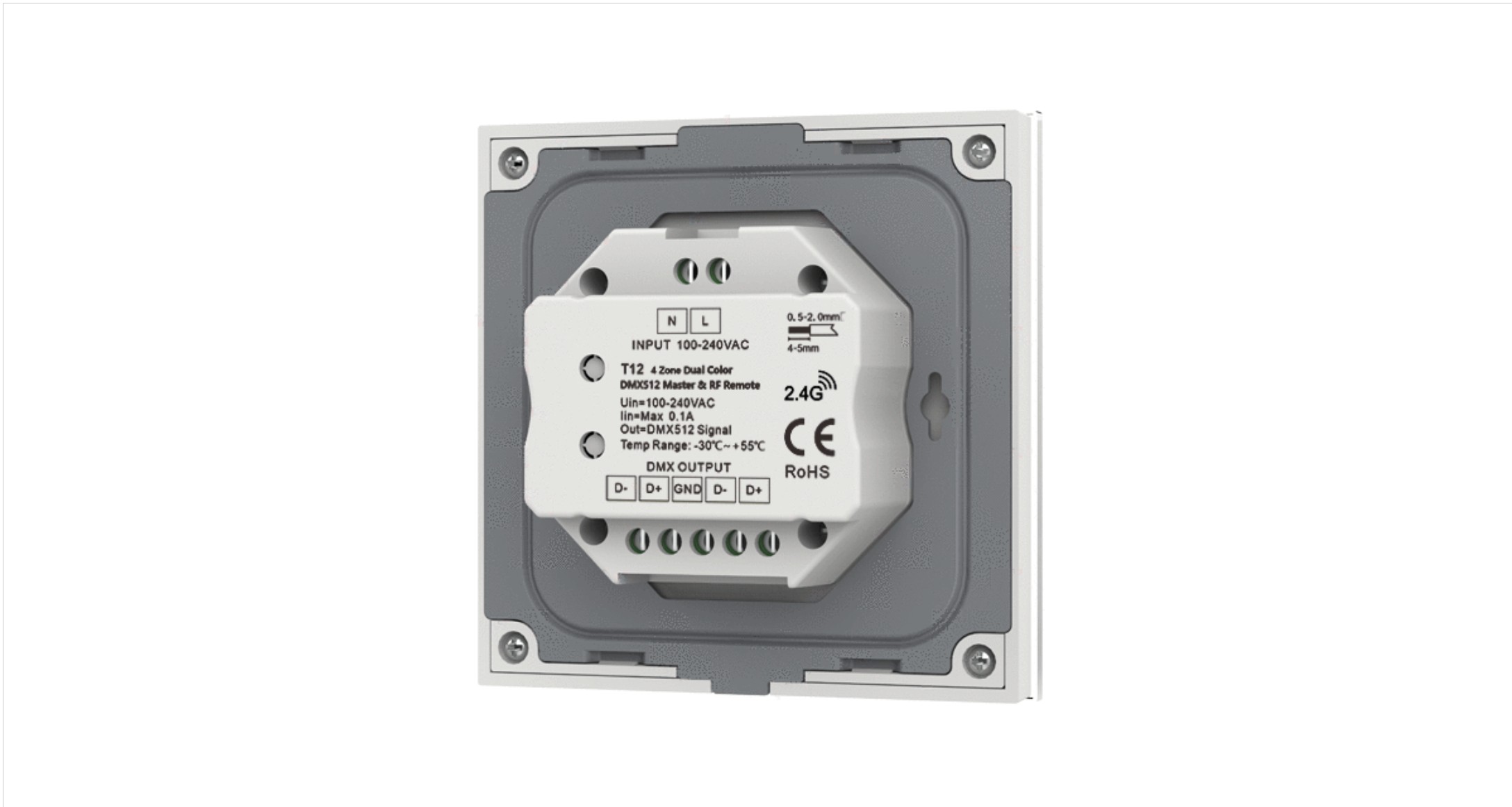 4 Zone | Wireless | DMX | CCT | Wall Plate Controller (White) - Image 2