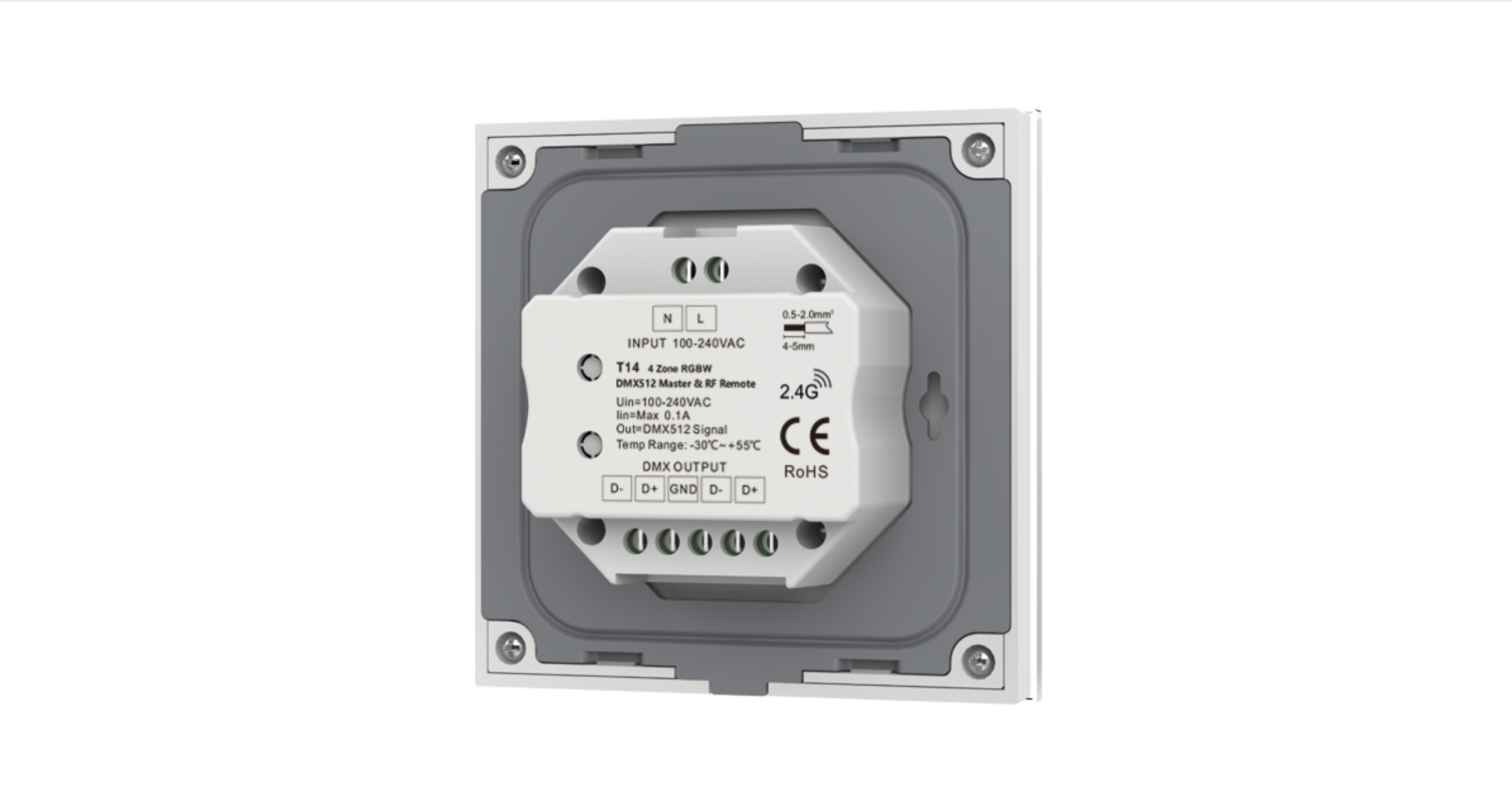 4 Zone | Wireless | DMX | RGB/W | Wall Plate Controller (White) - Image 2