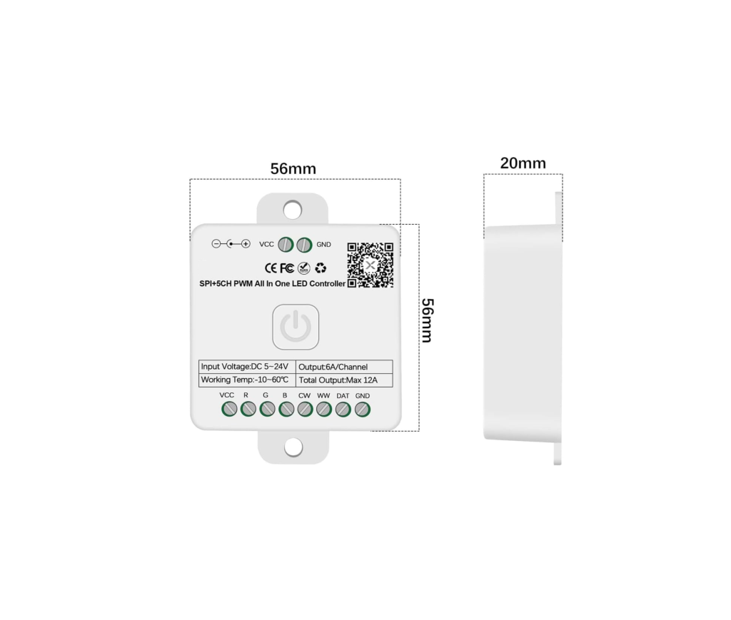 5 Chanel - 12A - WiFi & RF - Single colour - CCT - RGB/W - SPI - Pixel ...