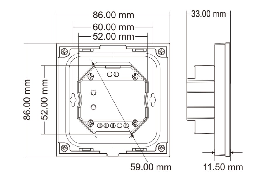 4 Zone | Wireless | DMX | CCT | Wall Plate Controller (Black) - Image 3