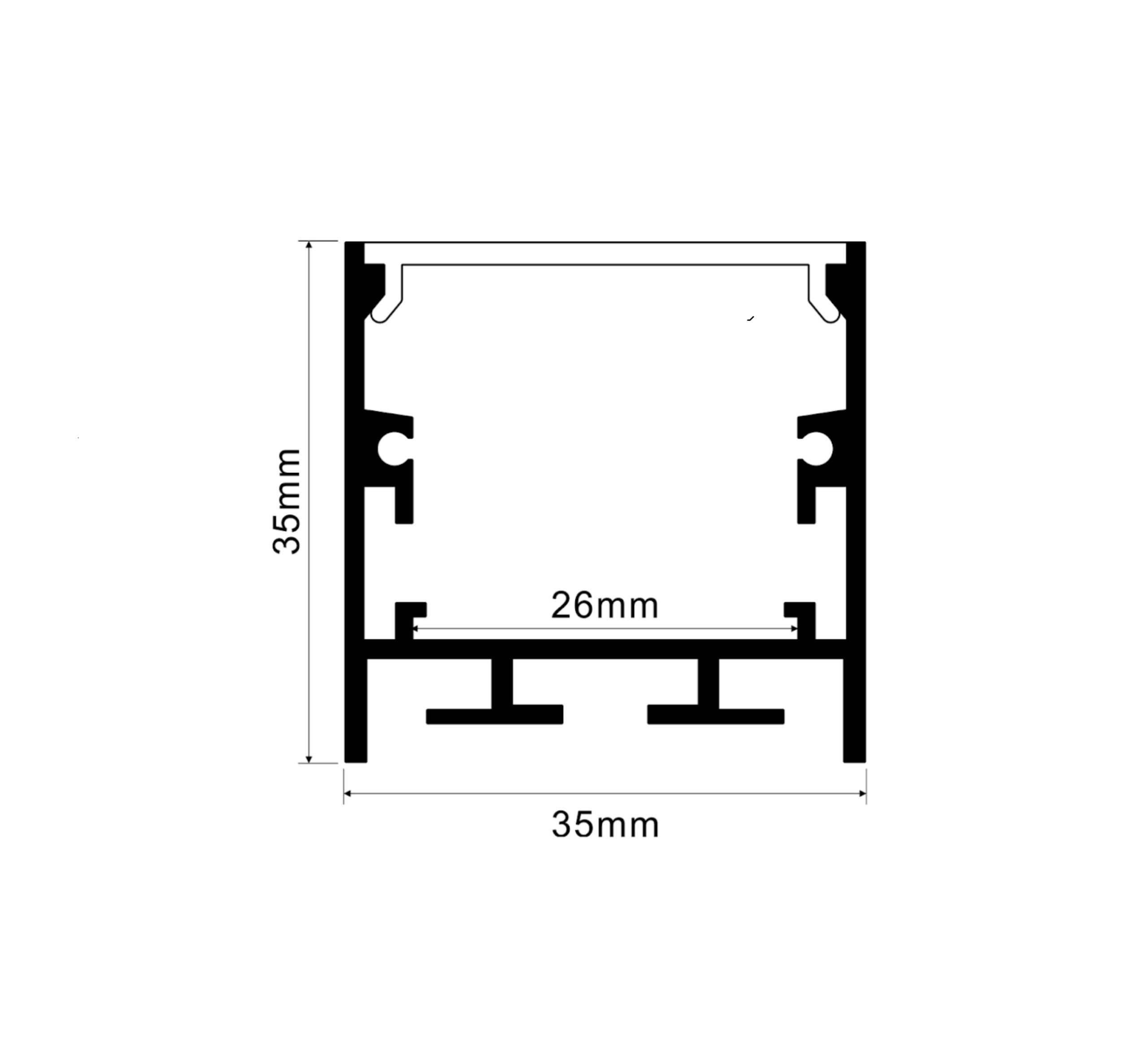 Square Suspended Linear Aluminium Profile | 35mm x 35mm - Image 2