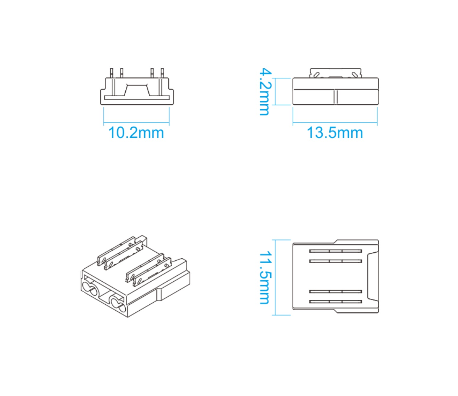Crystal - Solderless - LED Strip to Wire Connector - 4 Pin- 10mm - Image 2
