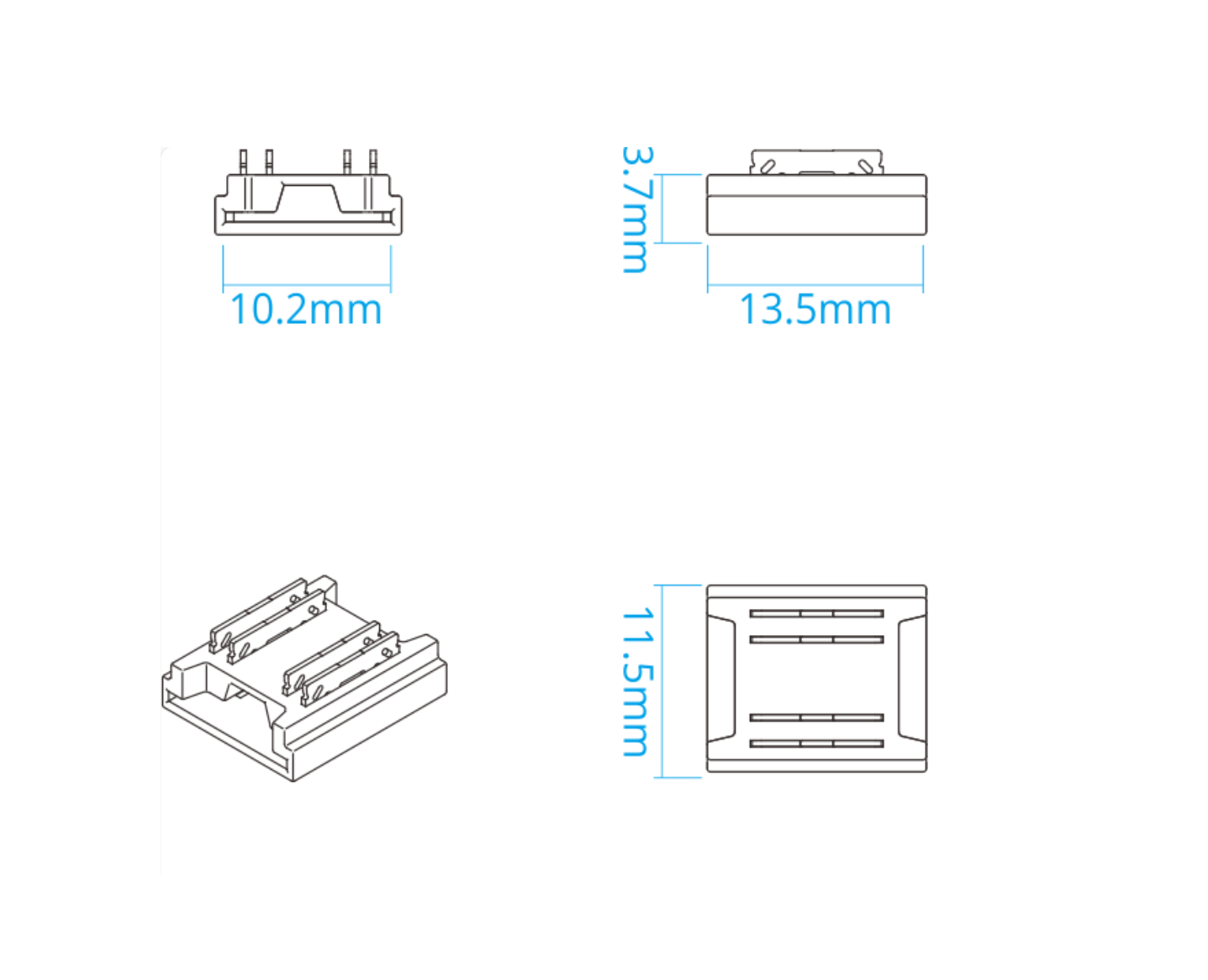 Crystal - Solderless - LED Strip to LED Strip Connector - 4 Pin - 10mm - Image 2
