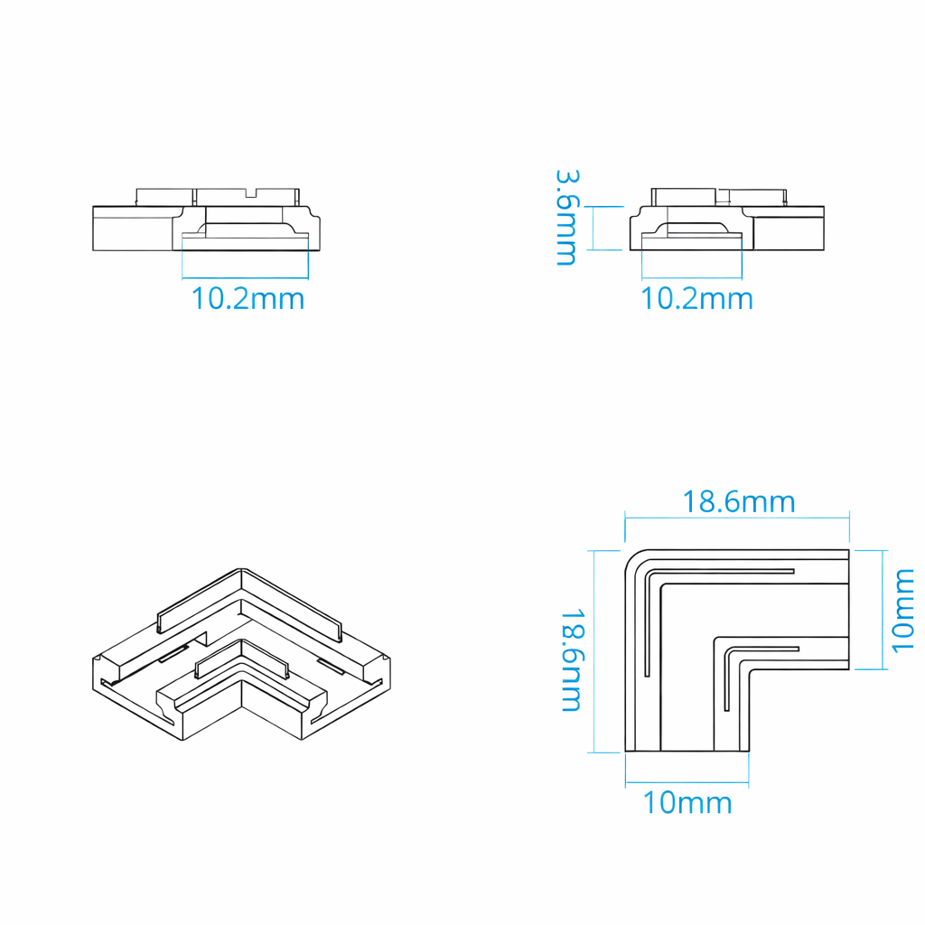 Crystal - Solderless - L-Shape LED Strip Corner Connector - 2 Pin - 10mm - Image 3