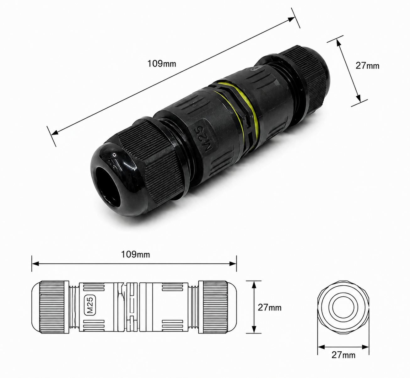 IP68 - Terminal Block Cable Connector - 5 Core - Image 4