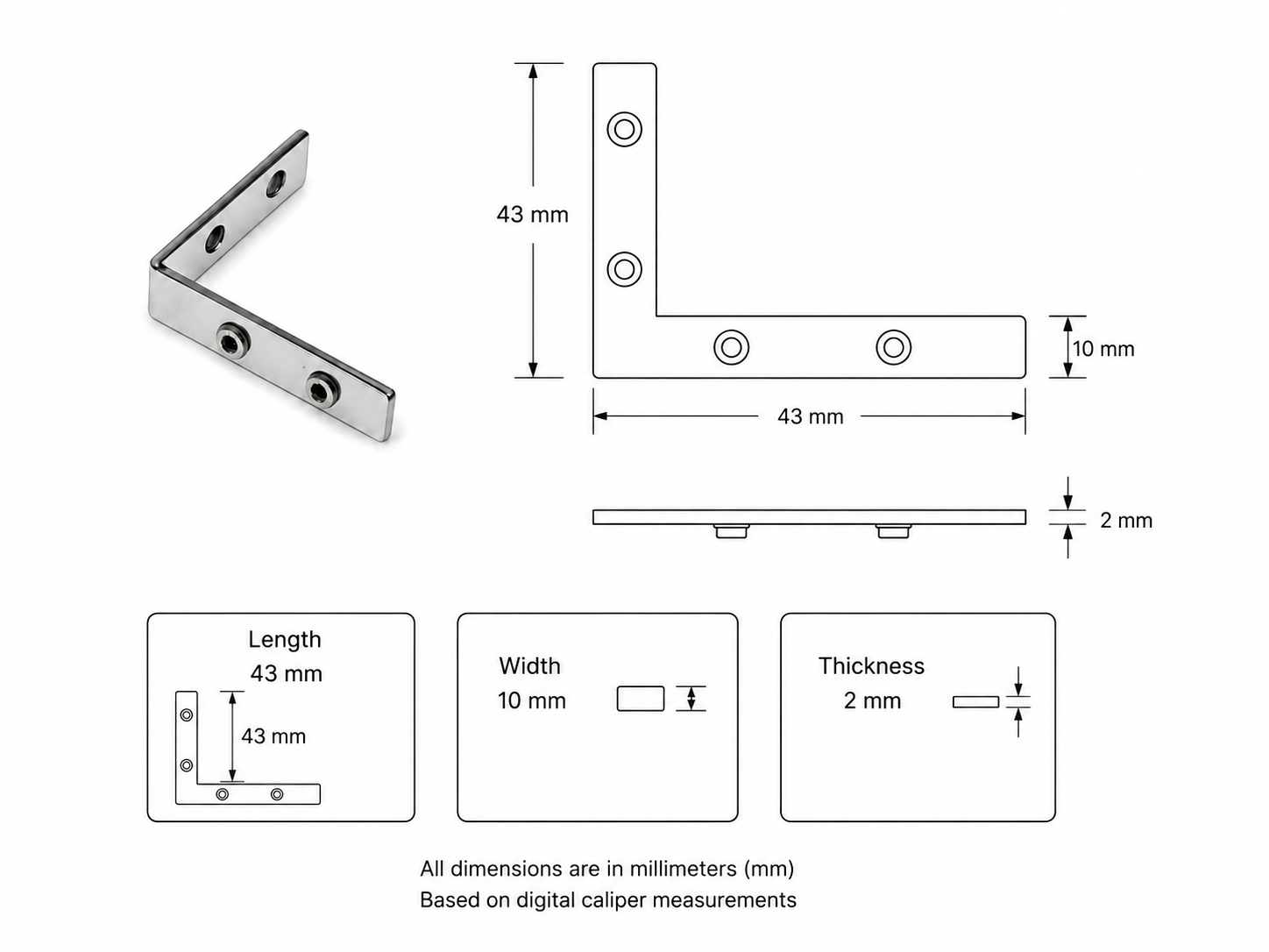 LED Profile - Inner 90° connector with 4 screws - Image 4