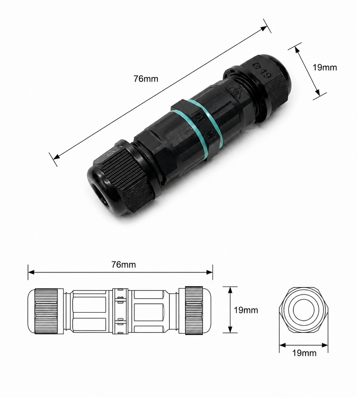 IP68 - Terminal Block Cable Connector - 3 Core - Image 5