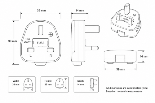 UK Plug - Mains Lead - 5m