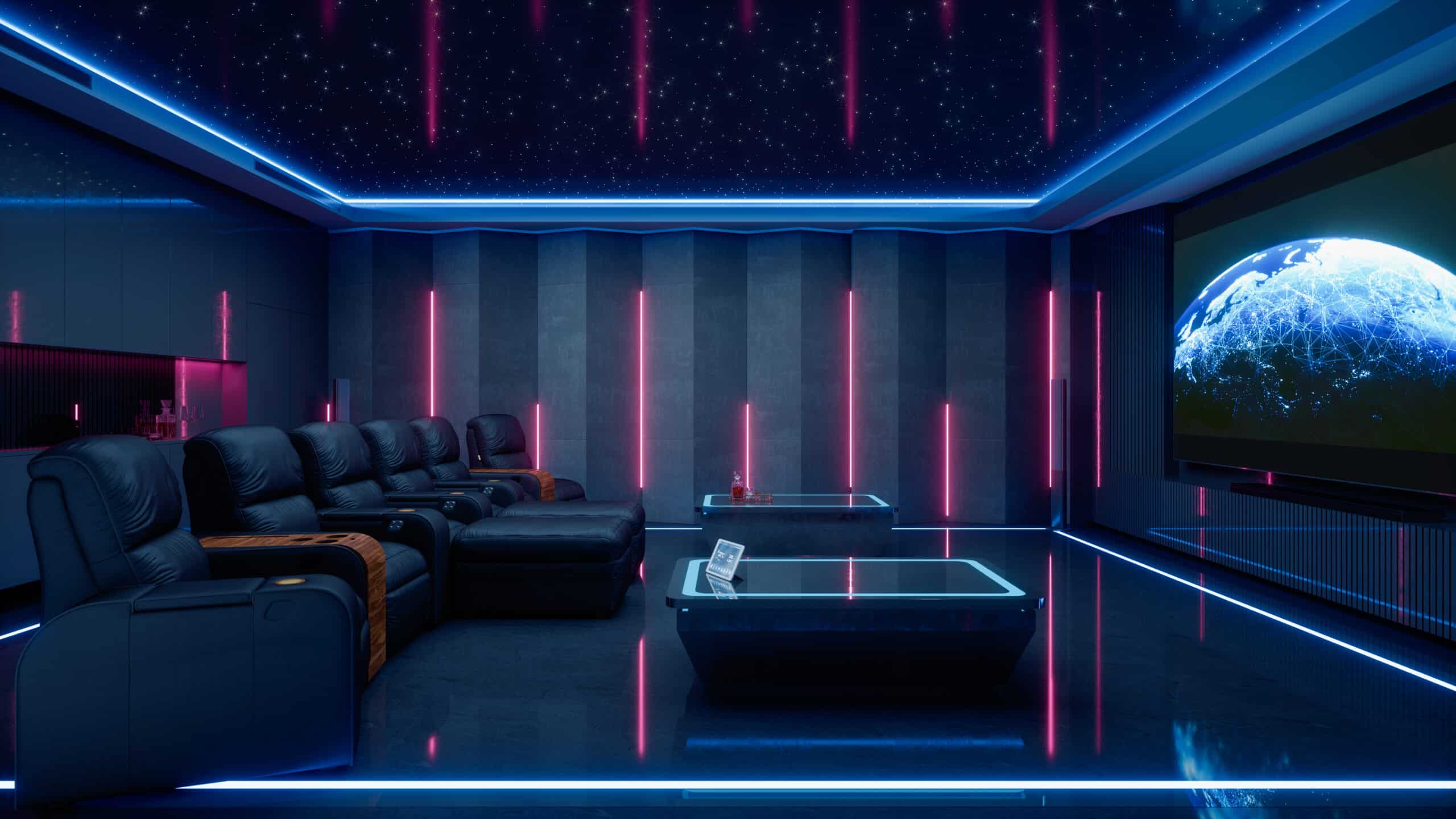 Luxury private home cinema room using LED Tape
