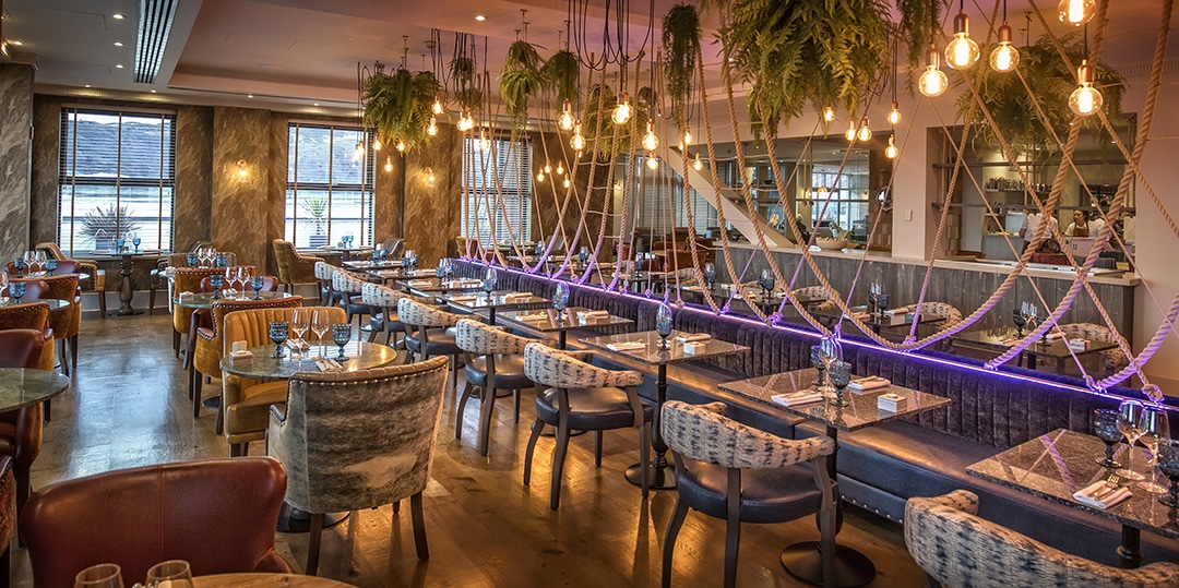 Quay Hotel and Spa effect lighting using Instyle LED Purple