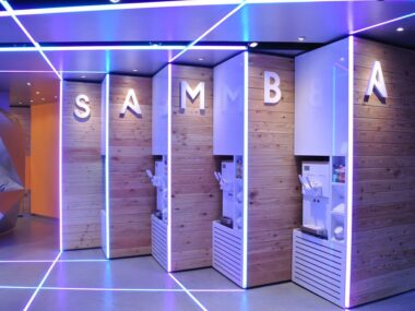 Inside of Samba Swirls London using Instyle LED Tape Purple Effect