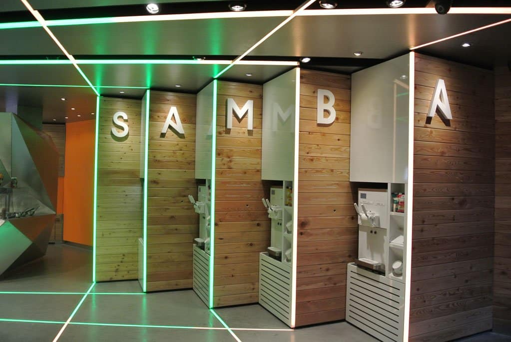 Inside of Samba Swirls London using Instyle LED Tape Green Effect
