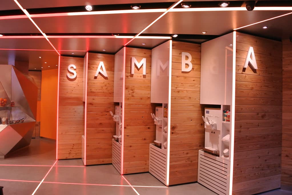 Inside of Samba Swirls London using Instyle LED Tape Red Effect