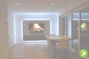 TV Media wall lit up using LED Strip Lights