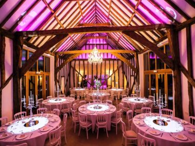 Luxury Barn Wedding venue lit up using LED Tape