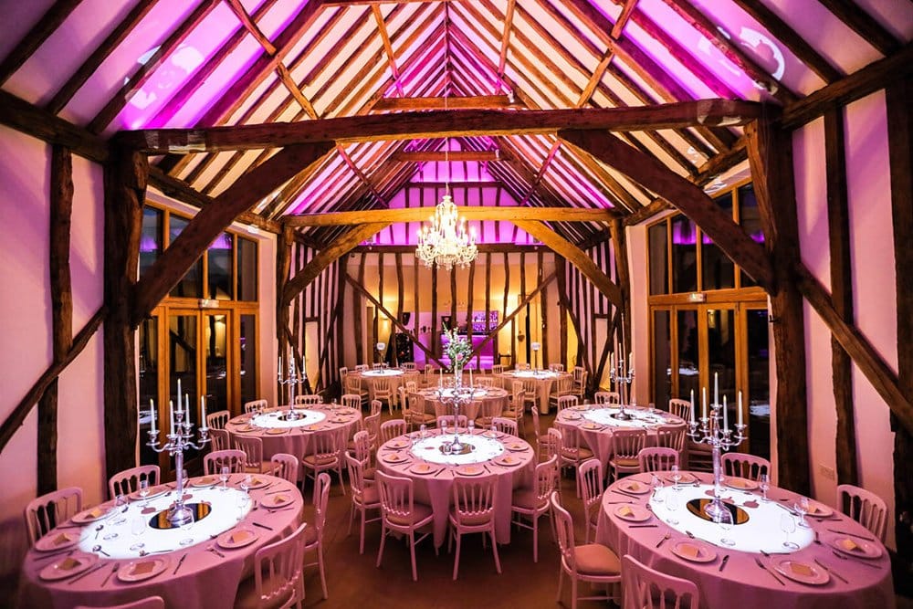 Luxury Barn Wedding venue lit up using LED Tape