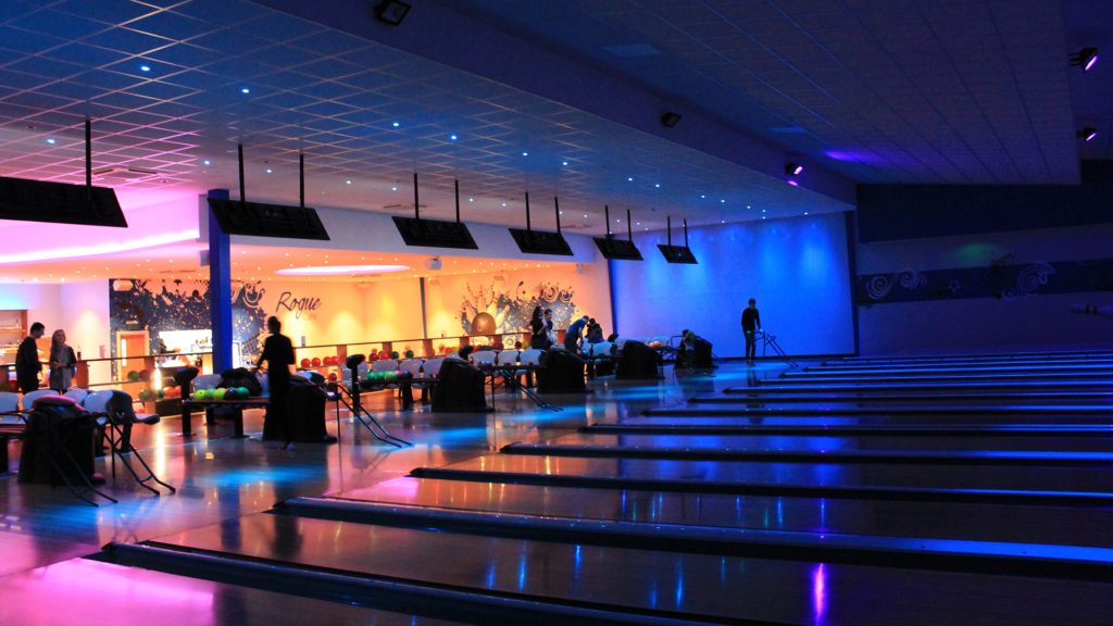 Bowling in Aylesbury lanes in blue using LED Tape with people