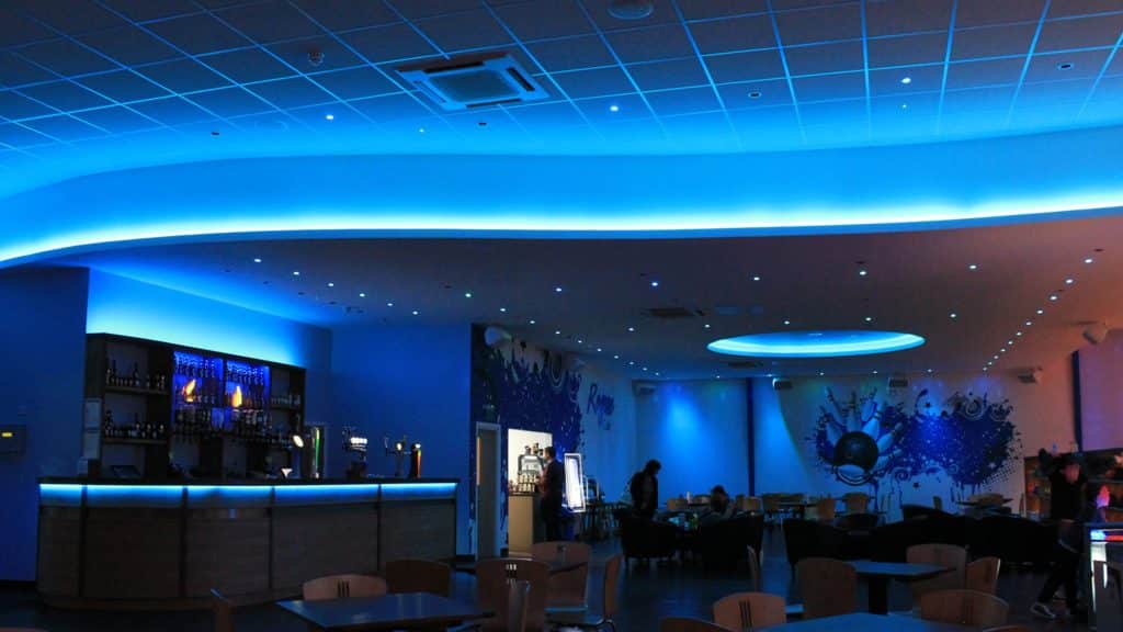 Ceiling feature light using LED Tape in blue