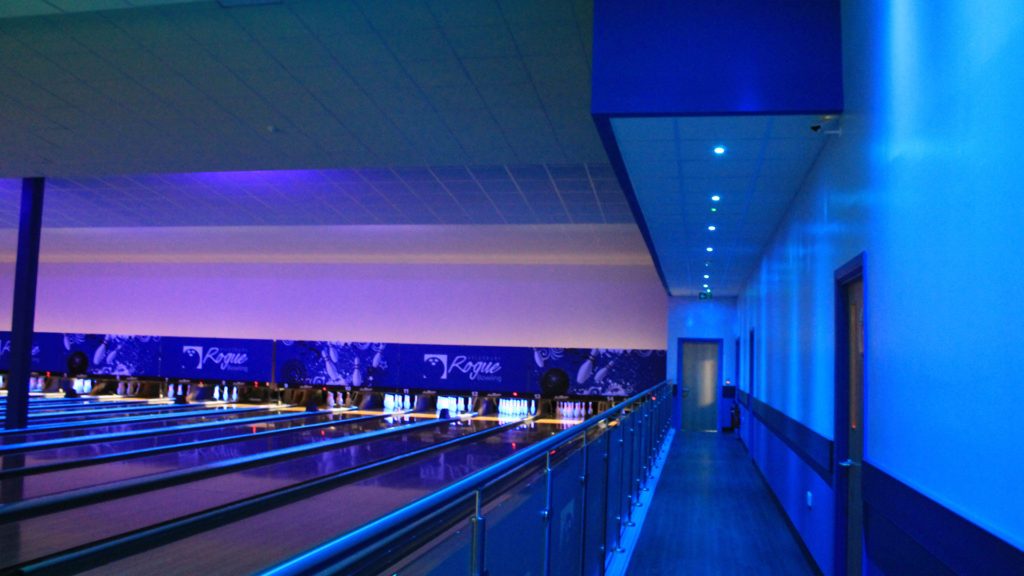 Rogue Bowling Alley with LED Tape in blue