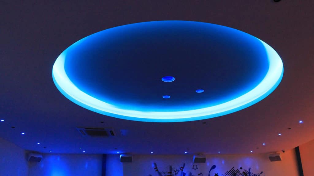 Ceiling feature light using LED Tape in blue