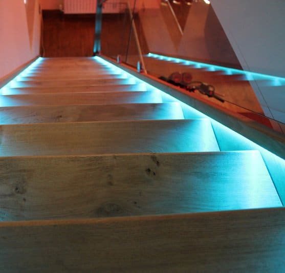 LED Strip Lights used to light up stairs